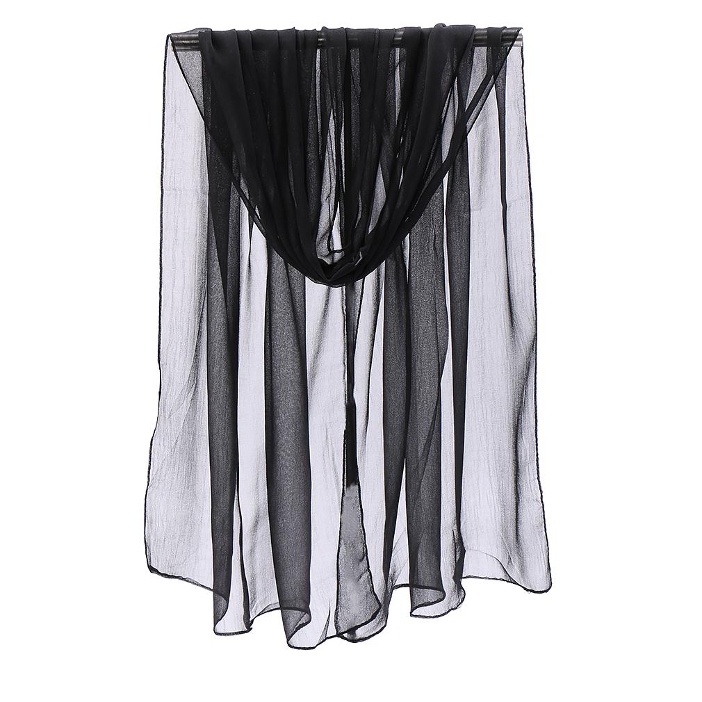 Plain Georgette Chiffon Scarf Women'S Long Wraps And Shawls Lady Through Scarves Small Lightweight Hijabs Sun Protection Stoles