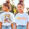 Sailor Moon Cartoon Printed Childrens Unisex Summer Loose Casual Short Sleeved Comfortable Tshirt Top