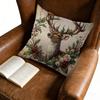 1Pc Vintage Style Cushion Cover Beige Deer And Berries Print Pillowcase For Sofa Bed Decorative Home Decoration 45X45Cm