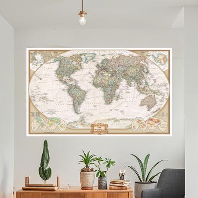 24*36palců/18*29palců Malba vintage mapy světa Retro nástěnný umělecký plakát Školní potřeby Domácí dekorace,Turistické/vzdělávací potřeby
