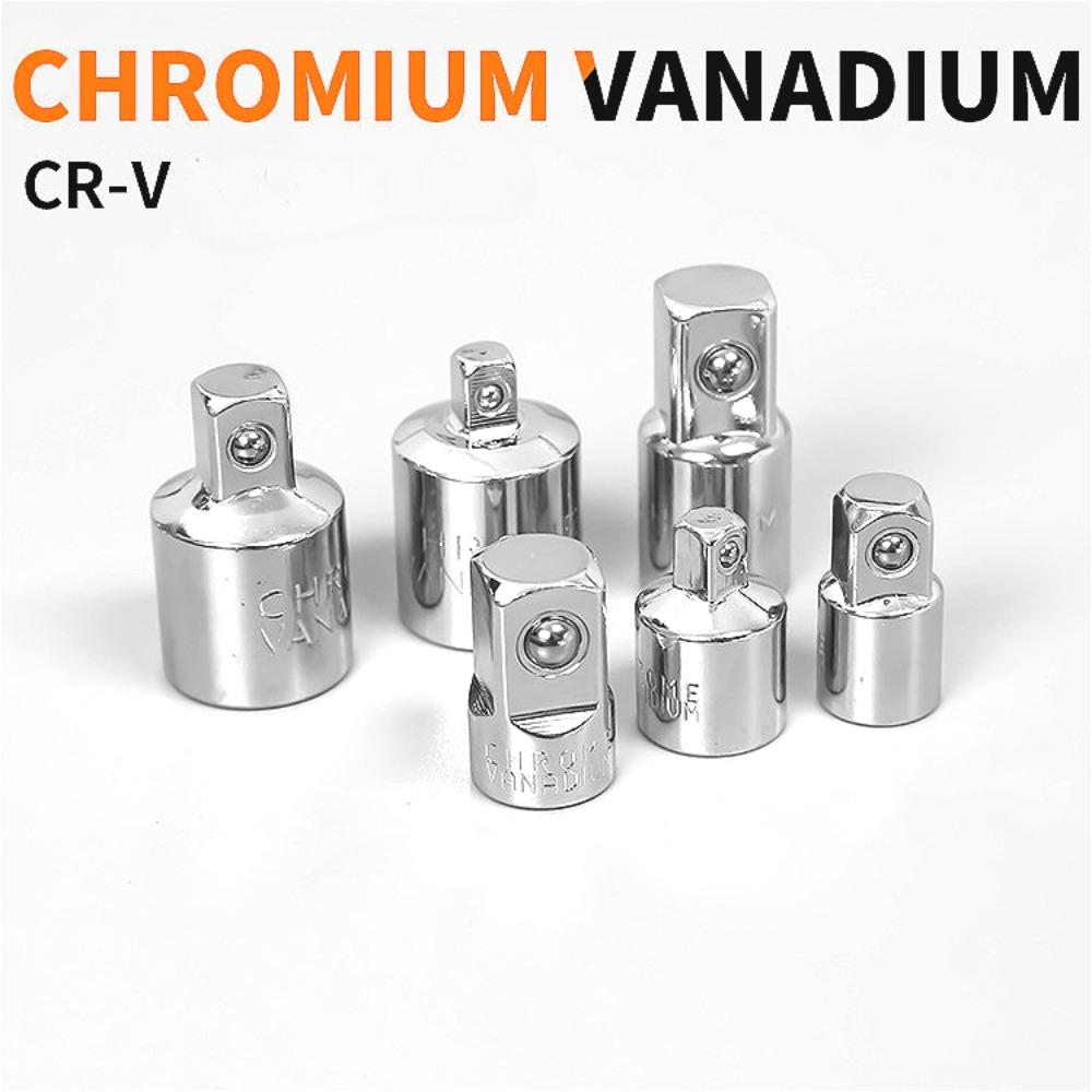 6pcs Universal Ratchet Wrench Socket Converter Sleeve Head Torque Adapter Combined CR-V Chrome Vanadium Steel 1/4" 1/2" 3/8"