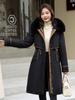 The New Autumn and Winter Big Fur Collar Long Pie Overcomes the Women's Waist Version Women's Jacket Multi-color Can Be Distributed
