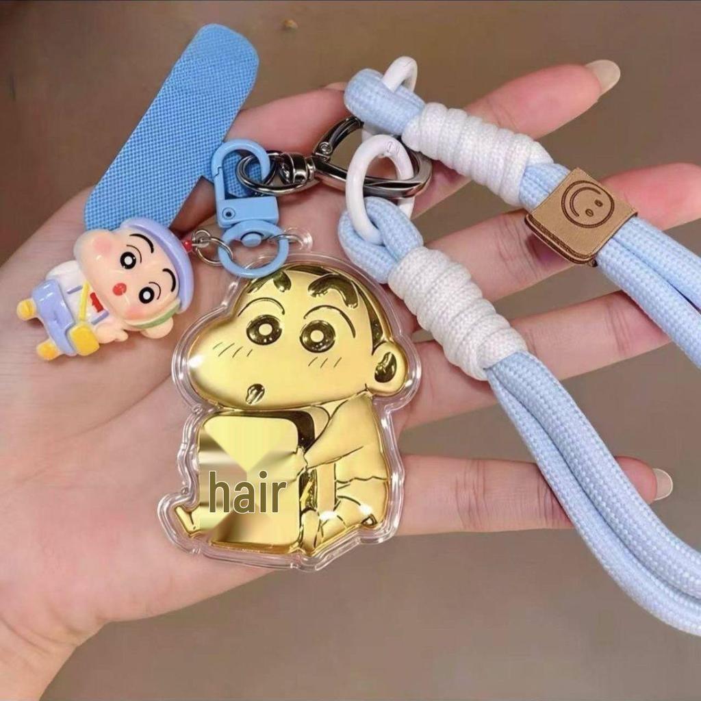 999 Pure Gold Crayon Shin-chan Cartoon Charm Pendant: Keyring & Phone Chain Accessory