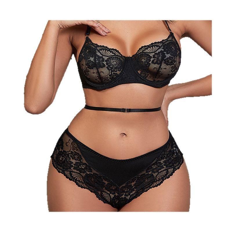 Black Lace Halter Bra & Panty Lingerie Set