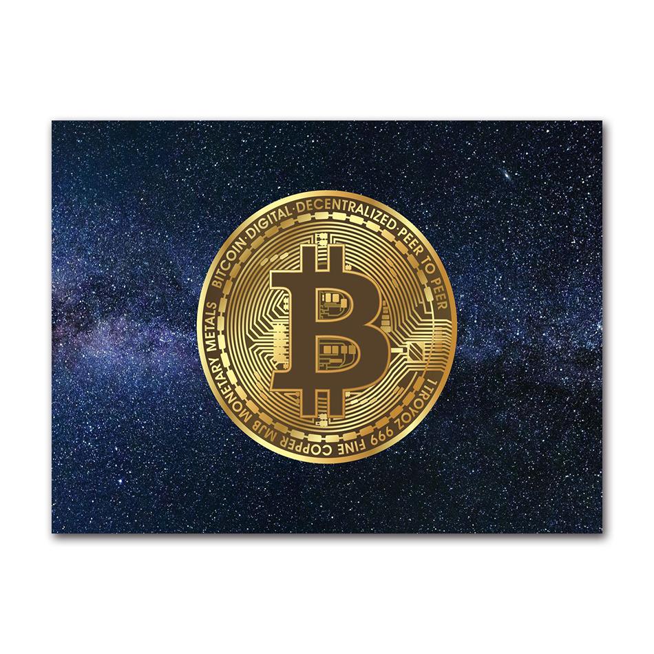 Vintage Abstract Bitcoin Symbol Bitcoin Cryptocurrency Art Poster Canvas Painting Wall Prints Picture for Living Room Home Decor