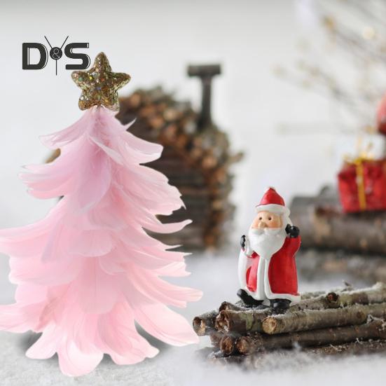 Fjäder julgran Bordsdekoration Handgjord trädfigur med Star Topper Holiday Home Centerpiece för jul nyårsfest