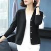 WTEMPO Large Size Long Sleeve Button Sweater Cardigans Solid Color Women's Casual Versatile V-Neck Loose Knitted Cardigans