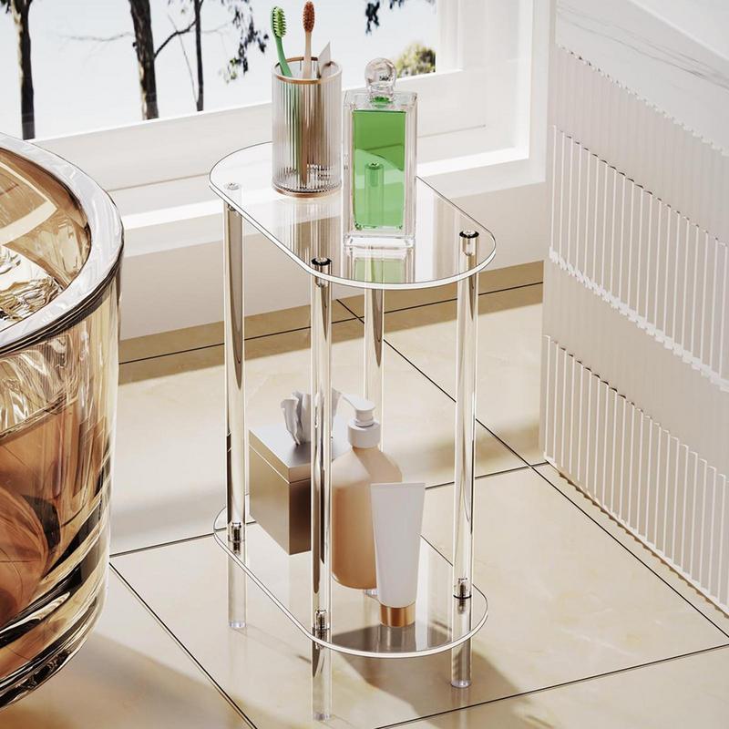 Mesa auxiliar de sofá, mesa de té transparente, mesa auxiliar, gabinete de almacenamiento de acrílico, mesitas de noche, mesa de centro de acrílico para decoración del hogar