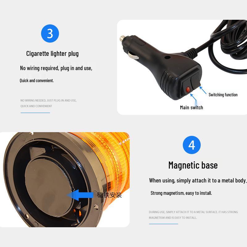 Magnetic LED Vehicle Warning Strobe Light for School Bus, Forklift, Rescue, Sweeper, Roof Signal.