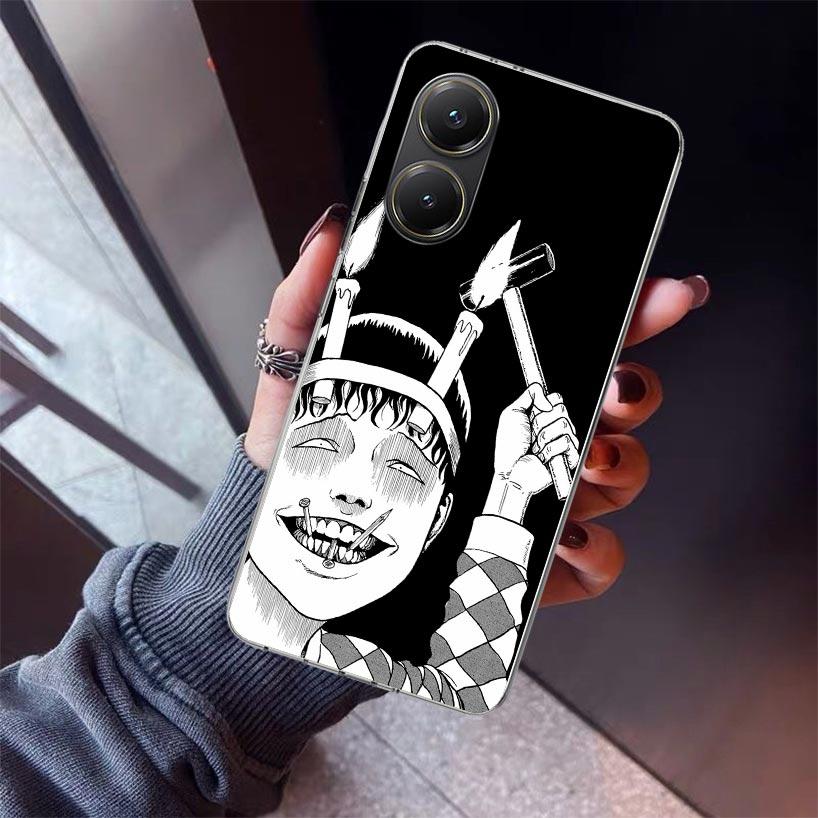 Japanese Horror Comic Anime Phone Case For Xiaomi Poco X7 X6 X5 Pro F7 Ultra Redmi 15C 15 13 13C 12 12C 10 10A 10C 9 9A 9C 9T Sh