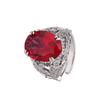 Jewelry Copper Bottom Gold-Plated Simulation Color Treasure Bird'S Nest Cut Corundum Egg-Shaped Ring Female 12 * 16