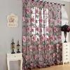 2Pcs Window Curtain Transparent Peony Flower Windows Panel Balcony Living Room Bathroom Bedroom Curtains Home Decoration