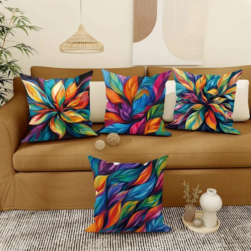 Colorful leaf decorative pillowcase, ultra-soft polyester material living room sofa backrest car pillowcase home decoration