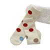 Australian Velvet Warm Autumn and Winter Girls' Pink Postpartum Socks, Bow Mid-calf Floor Socks, Versatile Polka Dot Cartoon Embroidered Socks