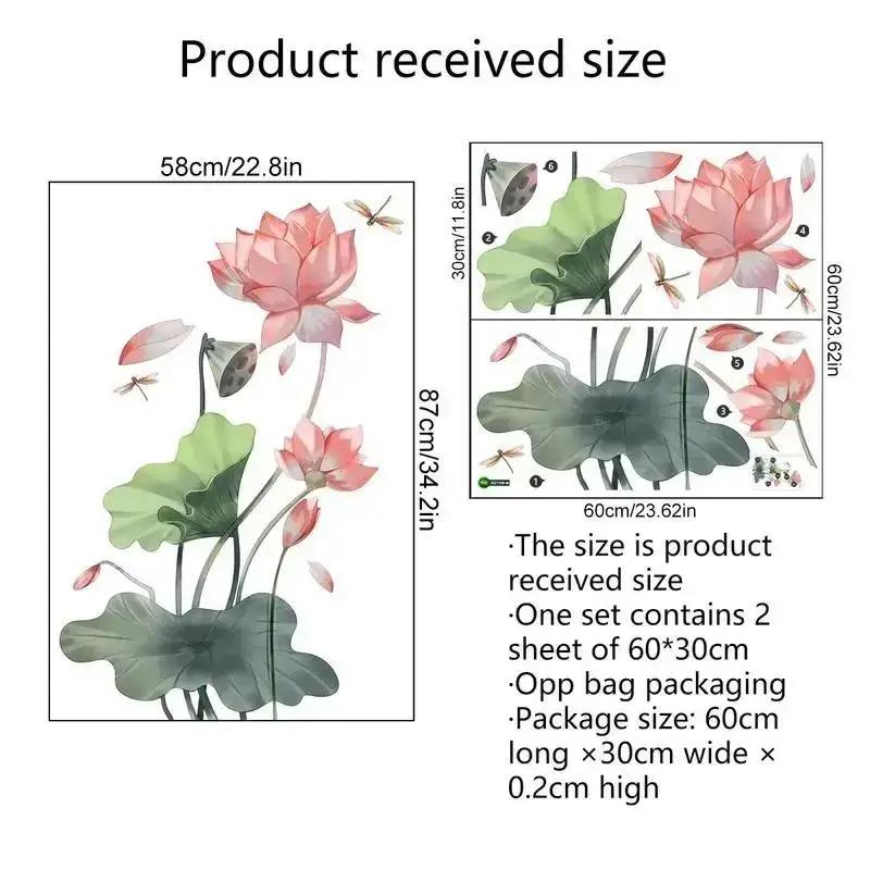 Creative Bedroom Decorative Wallpaper Lotus Dragonfly Wall Sticker Living Room Wall Background Home Decor Removable Art Sticker