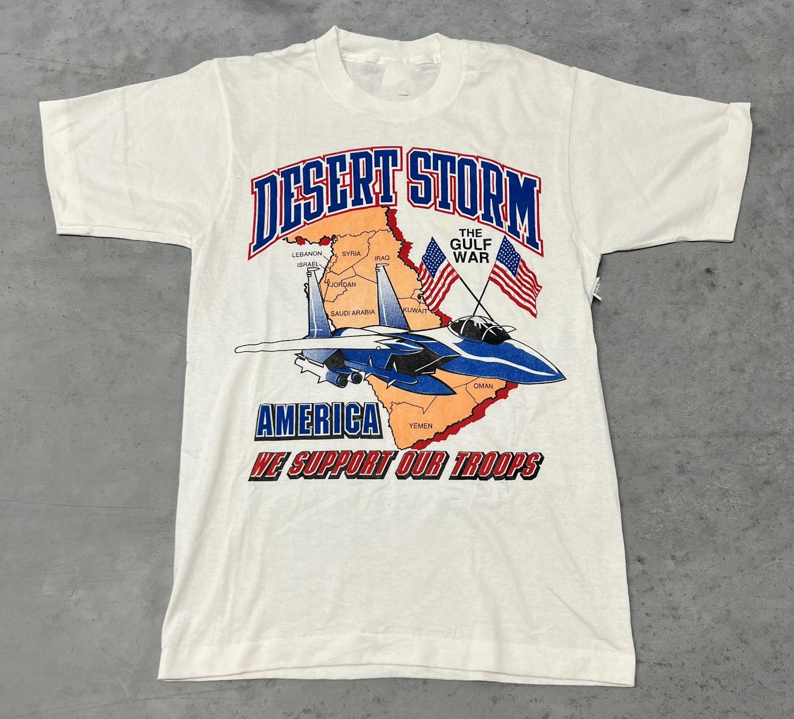 1990s Desert Storm Americana Gulf War Vintage White T Shirt XXL