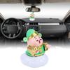 Cai Shen Statue Solar Powerd God of Wealth Fortune Sculpture with Swinging   for Business Home Car Ornament Present