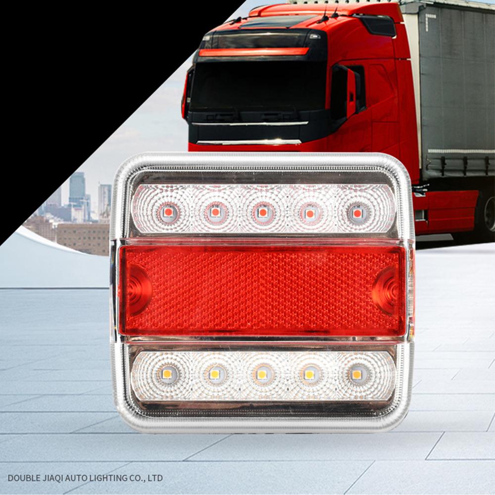 2pcs 12V 24V Side Marker Light 10LED Square Trailer Lights Tail Lights with Reflector for Van Truck RV