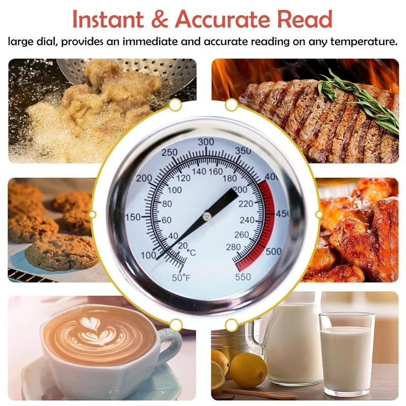 Küchenthermometer mit Topfclip, Sofortablesendes Fleischthermometer, Langfühler-Zifferblattthermometer zum Kochen, Süßigkeitenherstellen, Frittieren