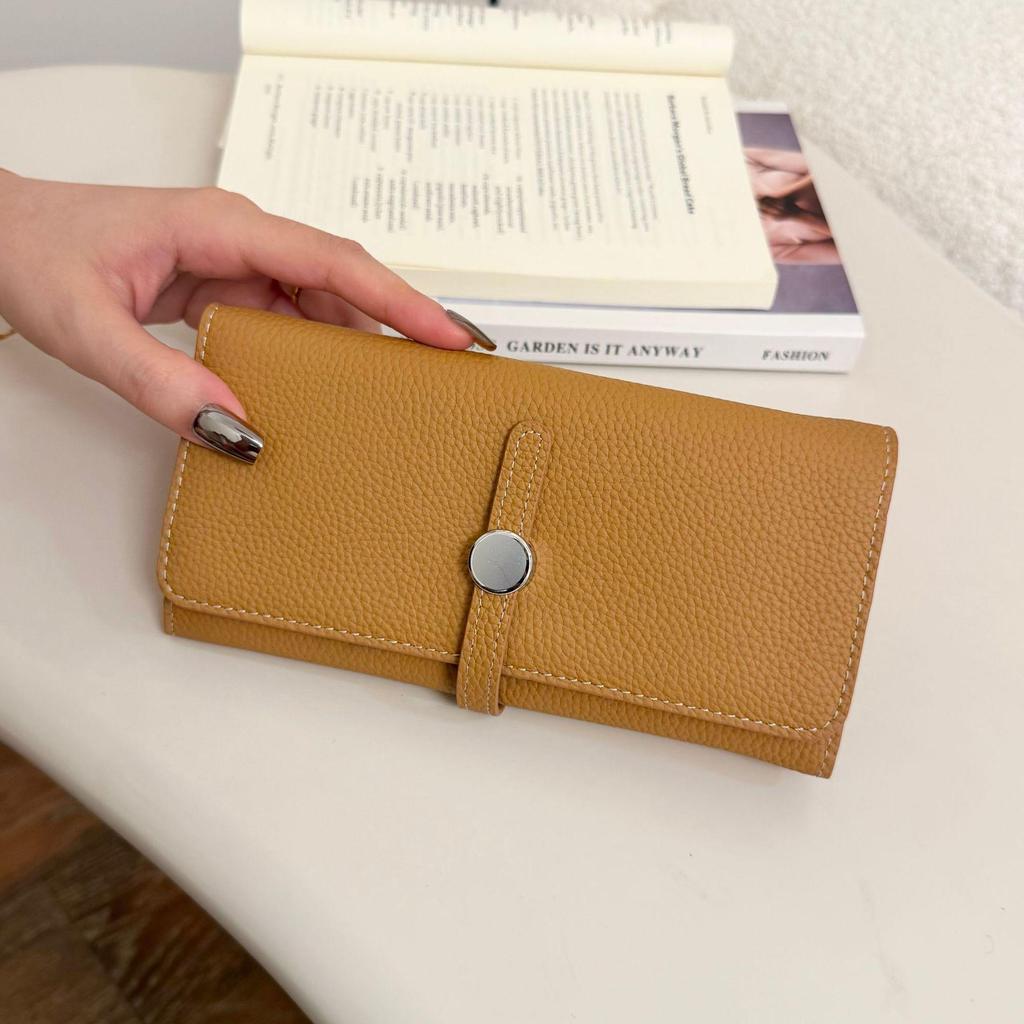 2026 New Women's Soft Cowhide Leather Clutch: Genuine Foldable Long Wallet with Large Capacity for Phone and Money Clip