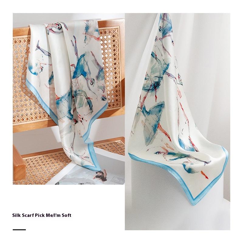 53Cm refreshing and skin-friendly 100% mulberry silk  small square scarf women's thin silk scarf neck advanced sense