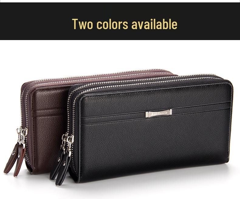Men's High-Capacity Luxury Wallet and Phone Bag with Double Zipper and Multiple Card Slots