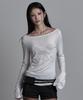 Aejeuyua Horse Boat Neck Long Sleeve White