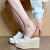 Fashion 2025 Summer New Mesh Women's Open Toe Slippers Round Toe Platform Wedges Sandals Outdoor Hollow Breathable Daily Casual Slippers