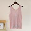 2023 Shiny Silk Sleeveless V-Neck Women's Vest - Spring/Summer New Style, Loose Fit with Hot Diamond Sling Knitted Design