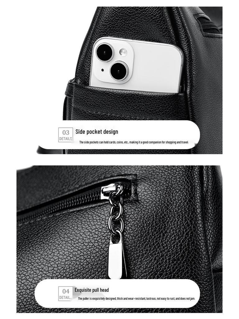 Genuine Leather Multi-Layer Women's Crossbody Bag - Soft, Versatile, and Spacious for Middle-Aged and Elderly Mothers