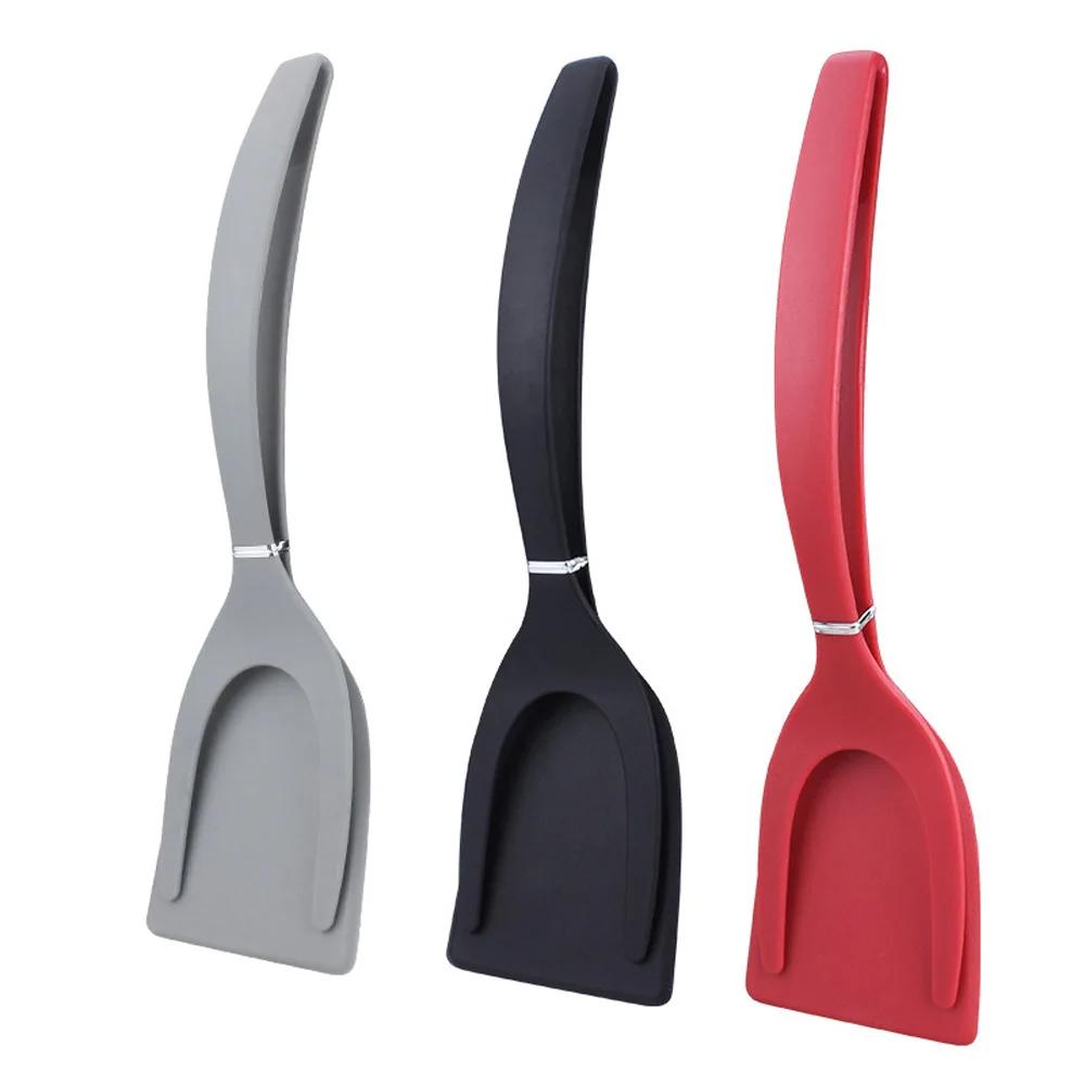 2 In 1 Fried Egg/Steak Nylon Grip Flip Tongs 1Pcs Cooking Spatula Tongs Bread Shovel Clamp Practical Kitchen Tool Accessory