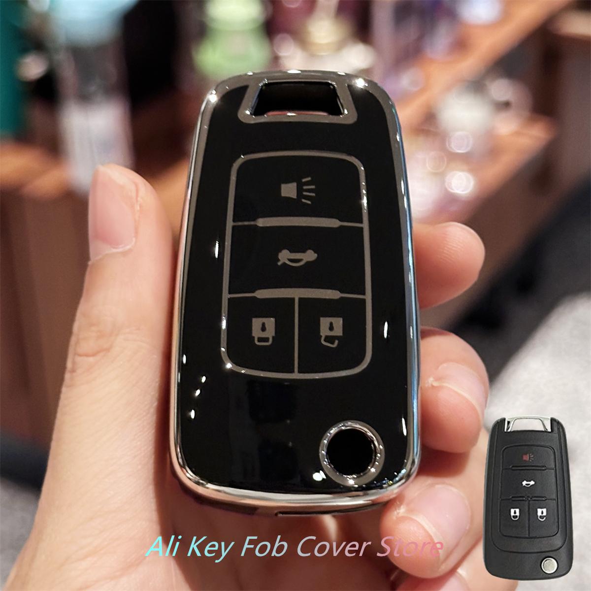 

Key Fob Cover Keychain Lanyard for Chevrolet 2010-2019 Impala Camaro Cruze Equinox Malibu Sonic 4 Buttons чёрный