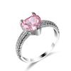 New Arrival Female Wedding Ring Silver Color Pink Zircon Love Heart Finger Rings For Women Gir  Anillos Mujer