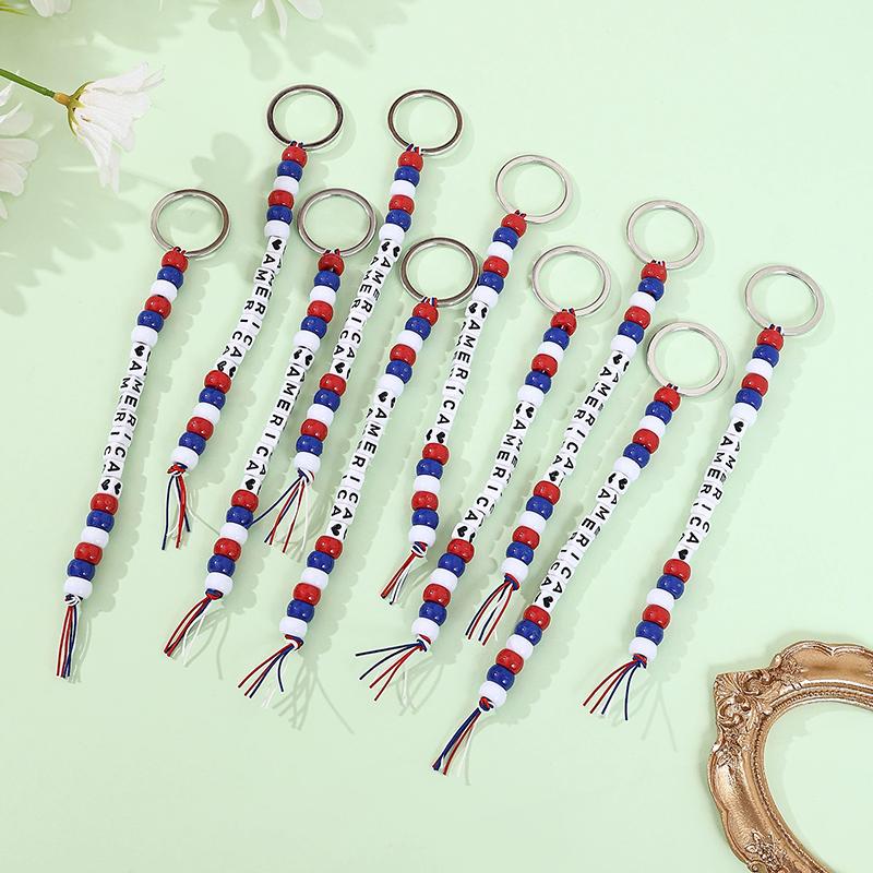 WTEMPO Creative Keychain Kit LOVE USA & AMERICAN Letter Beads Keychains Handbags Packbacks Hanging Keychian Pendents Festival Holiday Keychain Gifts