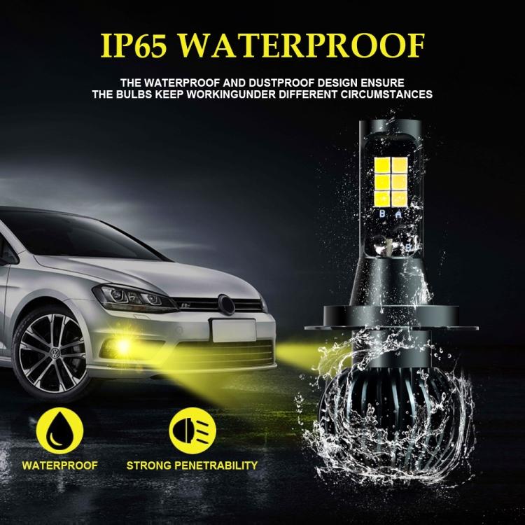 2 PCS EV15 H7 DC9-32V / 3000LM / 30W / 6000K+3000K IP65 Car LED Double Color Fog Light with 12LEDs CSP Lamp Beads