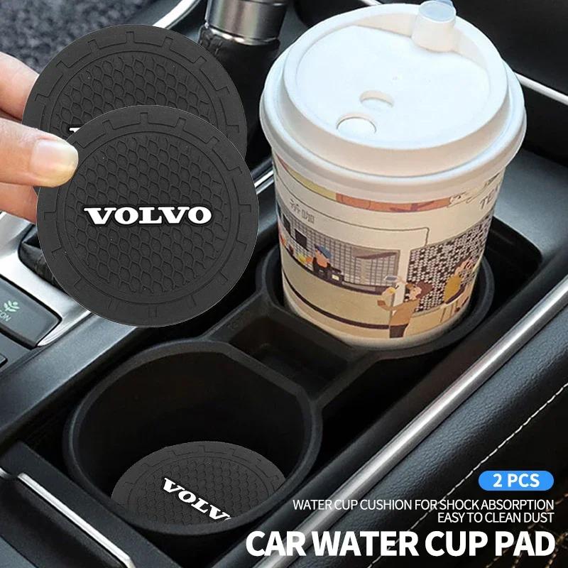 AABAJ1 2PCS Car Logo Water Cup Pad Drink Coaster Holder Anti-slip Mat For Volvo RDESIGN XC60 XC90 S60 S80 S60L V40 V60 AWD V90