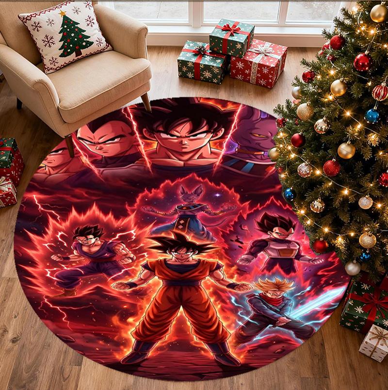 Dragon Ball Pattern Round Rug, Indoor/Outdoor Mat, for Picnic, Gameroom, Bedroom, Office, Living Room, Home Decor Carpet, Birthday Gift