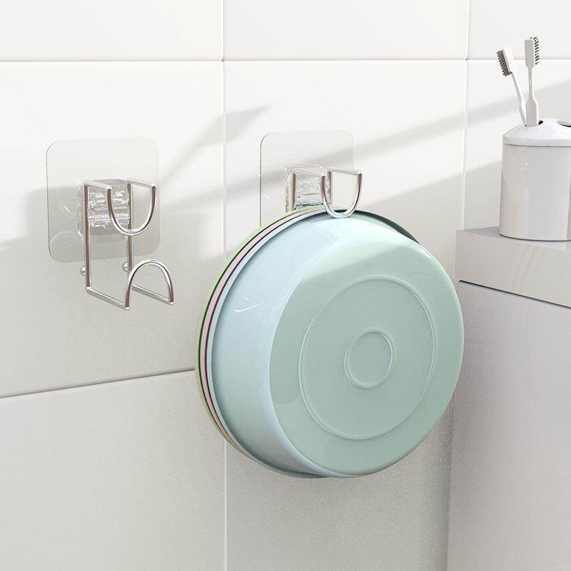 Shamaner Adhesive Stainless Steel Bathroom Basin & Wall Hook Rack No