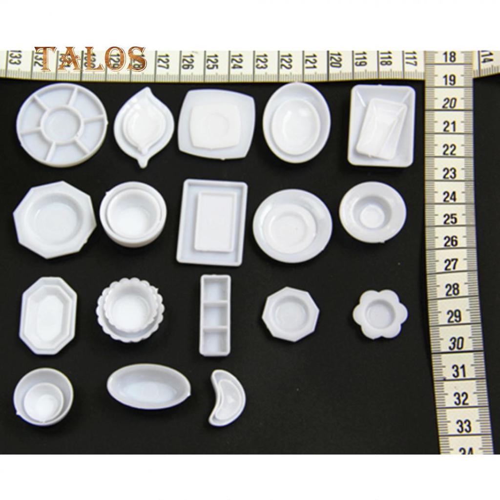 TH 33Pcs/Set 1/12 Dollhouse Resin Clear Miniature Plate Dish Kitchen Tableware Toy
