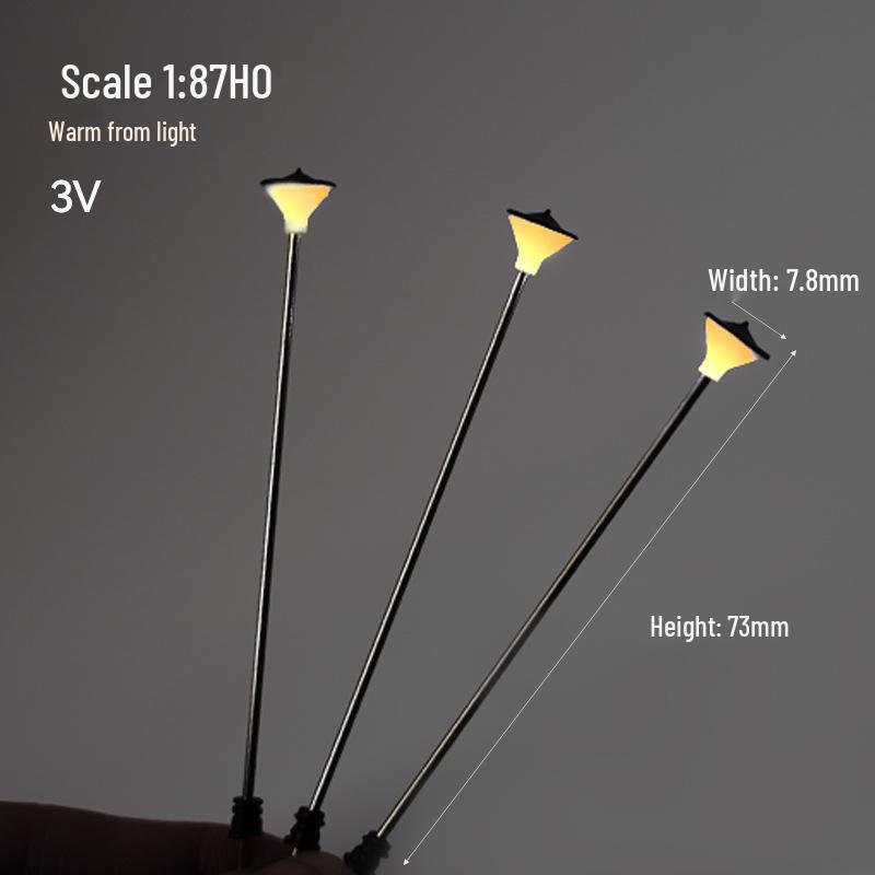 

Миниатюрная 3В светящаяся модель уличного фонаря для железнодорожных и дворовых сцен теплый белый