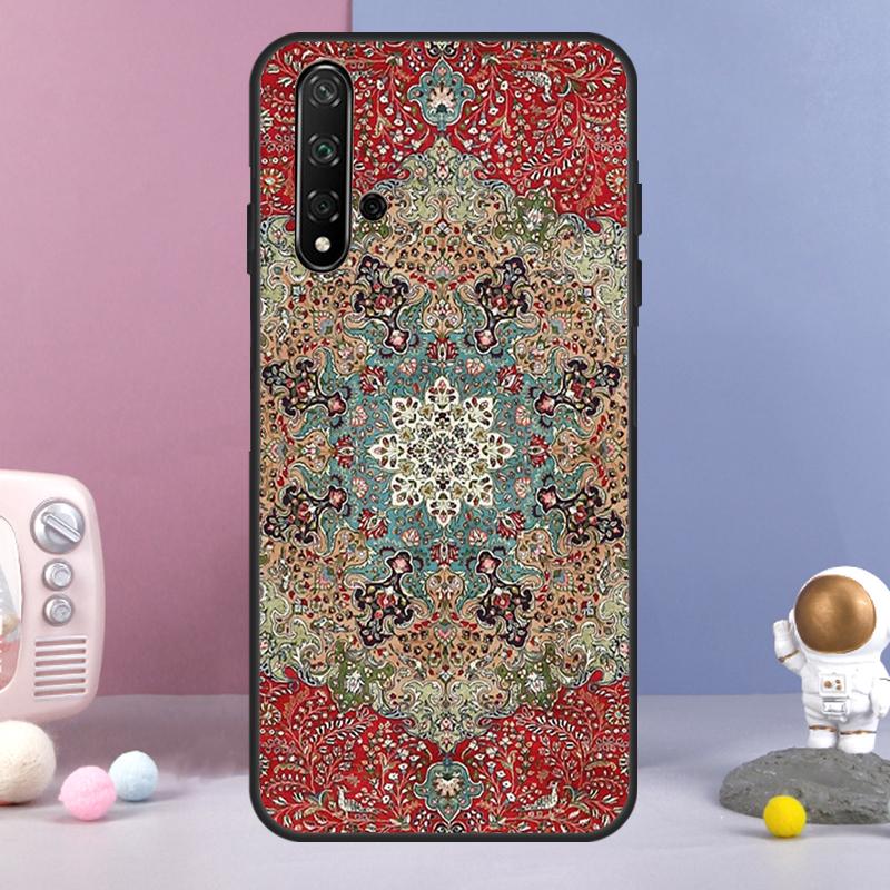 Persian Carpet Floral Pattern For Huawei Nova 12i 12s 11i 8i 7i 9 10 SE Y60 Y61 Y70 Y72 Y73 Y90 Y91 P20 P30 P40 Lite Case