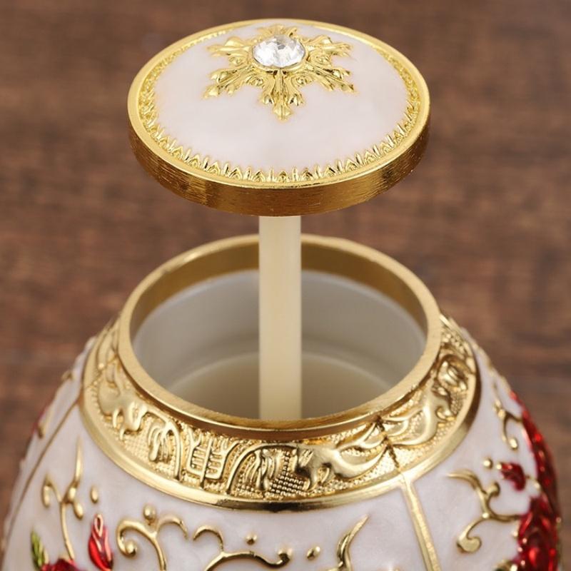 Automatic Push-Type Toothpick Box Engraving Rose Alloy Platinum Toothpick Organizer Holder European Style Decoration Unique Gift