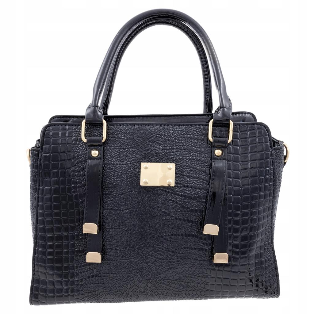 Elegant Handbag With A Crocodile Snake Pattern, Patent Leather