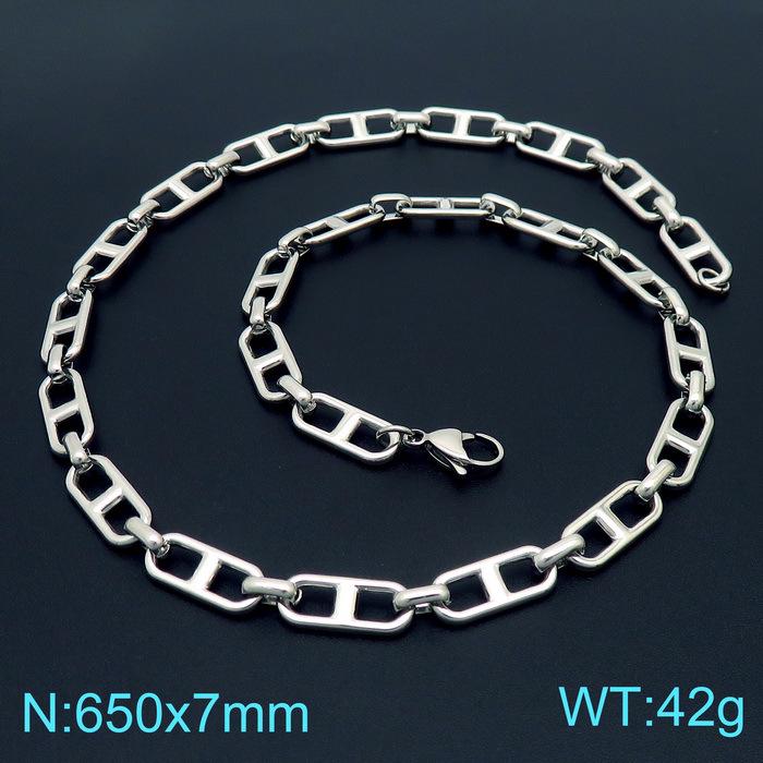 Trendy Stainless Steel Figaro Chain Bracelet & Necklace Set - Simple, Versatile Jewelry Accessory
