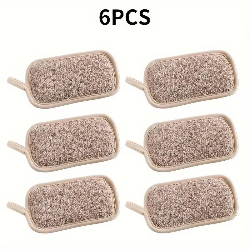 

6pcs Double-sided Sponge Kitchen Cleaning Towels Kitchen Utensils Brush Oil-proof Rag Absorbent Dishwashing Cloth Pot Cleaning S світло-жовтого кольору