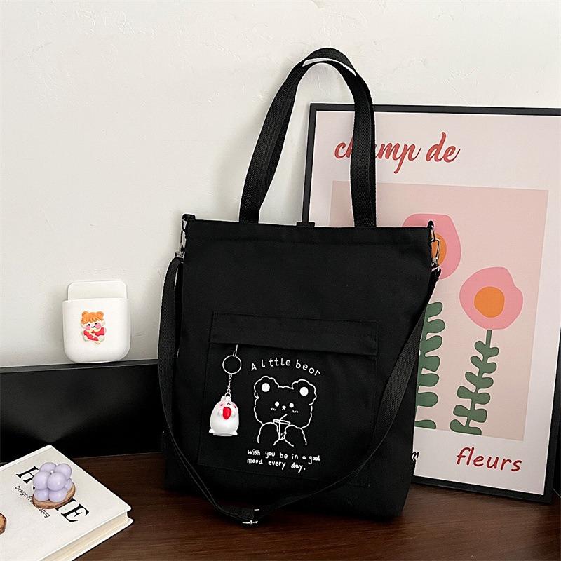 Simple autumn and winter new bag women's texture atmospheric canvas bag student class schoolbag cartoon handbag bag