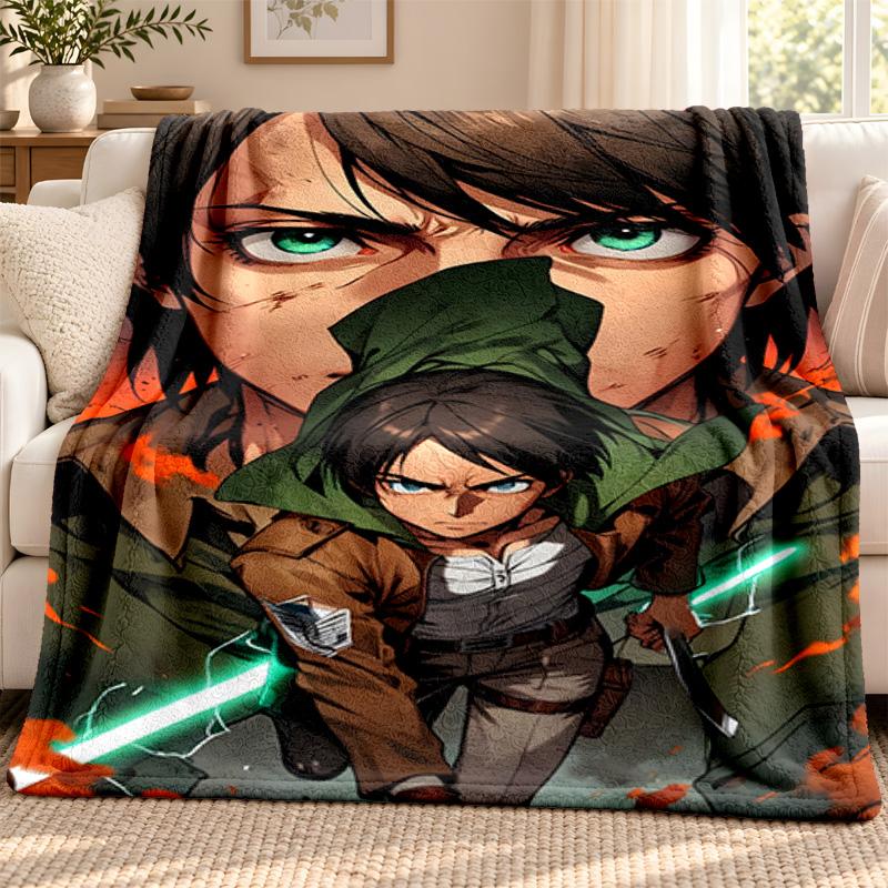 Attack On Titan Blanket Flannel Blanket Soft Cozy Plush Throw for Sofa Bed Lightweight Home Decoration Outdoor Camping