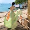 Green Vacation Neck Halter Dress Women's Spring and Summer Sleeveless Collar Slim Sexy Beautiful Good-looking Word Dress