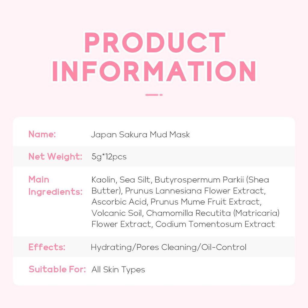 Leco Sakura Mud Mask 5g Trial Pack - Moisturizing, Hydrating, Cleansing Skincare Mask.