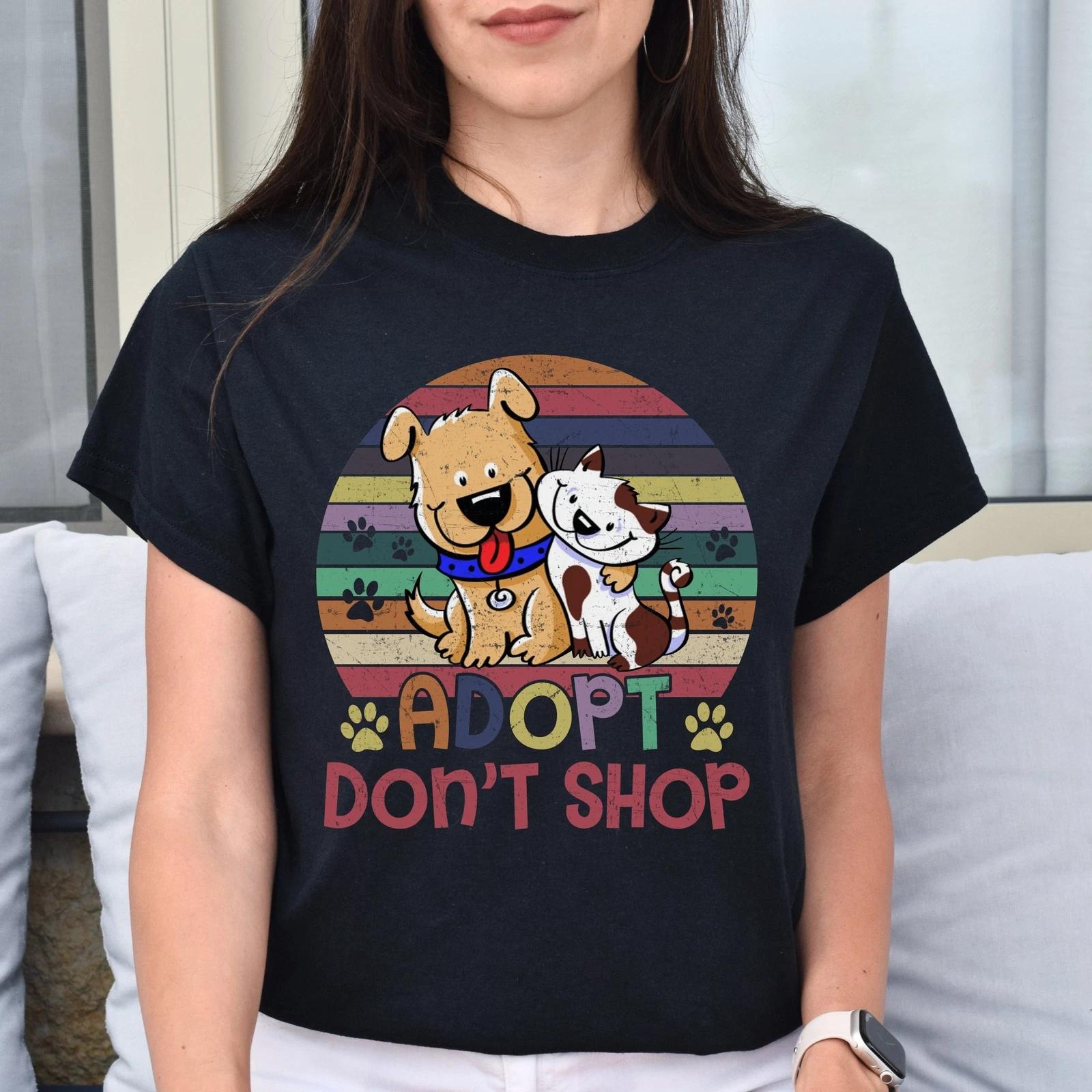 Adopt don t shop Unisex t-shirt dog cat adoption tee black dark heather L